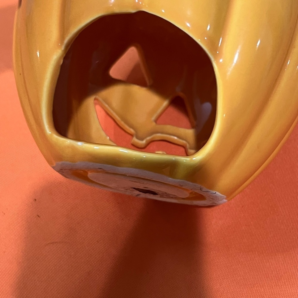 Halloween or Fall Yellow Pumpkin Candle Holder - Picture 5 of 9